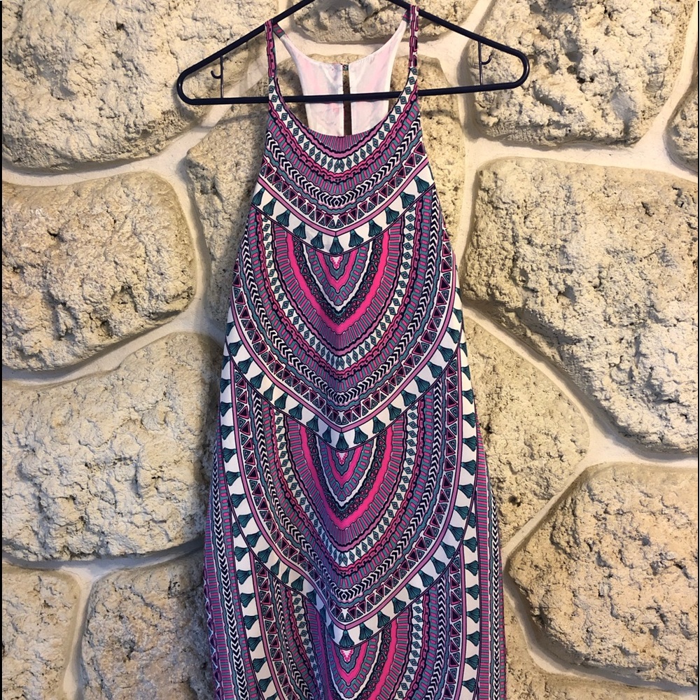 Britt Ryan pink and blue dress